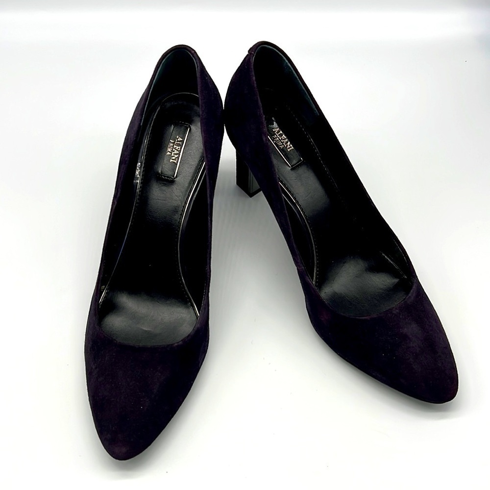 Alfani Prima - Dark Purple Suede Round Toe Silver Plated Heels Size 8.5